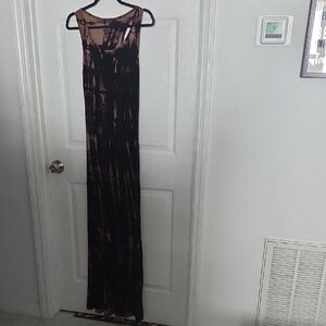 Go Courture  Black and Brown Tie dye Maxi Dress NWOT L